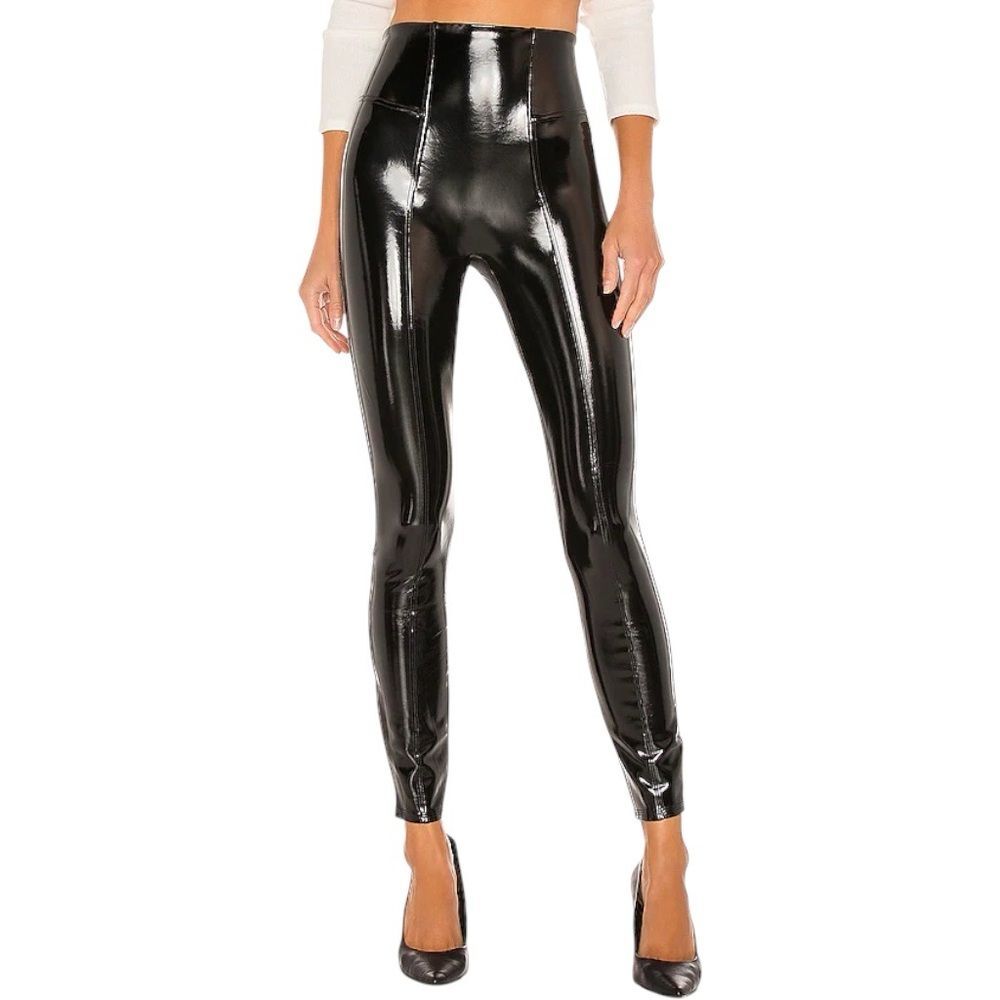 SPANX Women’s Small Black Faux Patent‎ Leather Leggings High Rise Night Out Chic